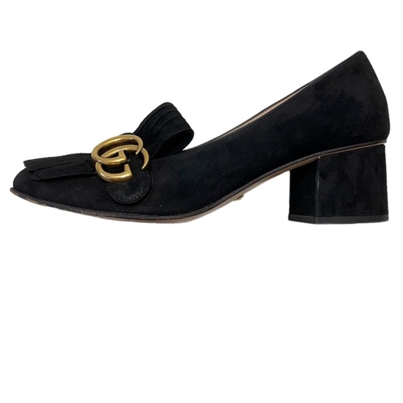 Gucci Marmont GG Logo Suede Fringe Block Mid Heel
Kiltie Loafers Pumps - Picture 2 of 8